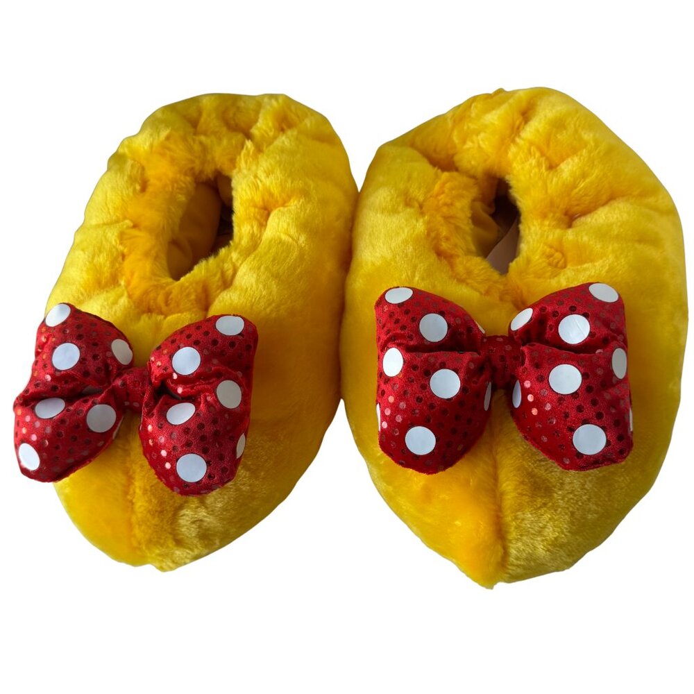 Like NEW Disney Parks Minnie Mouse Sparkly Sequin Red Bow House Slippers Shoes